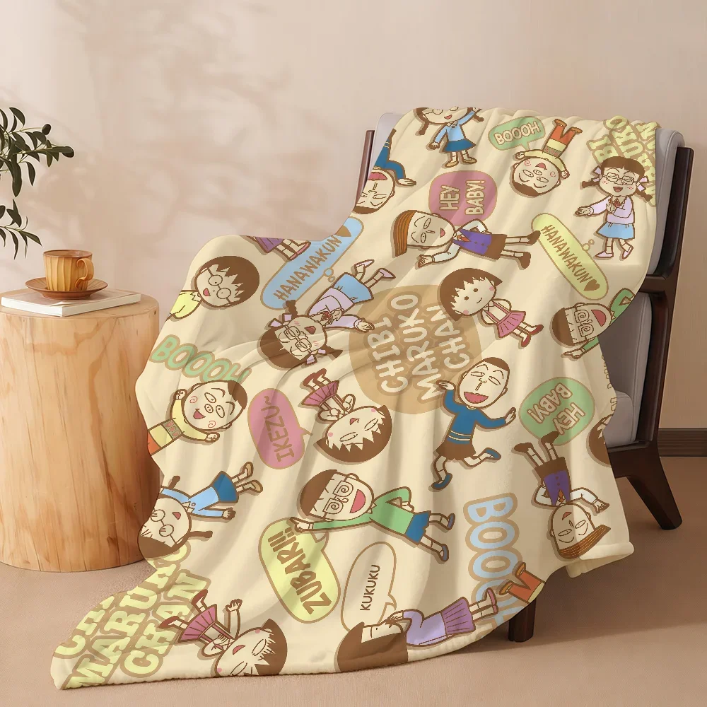 Chibi Maruko Channel Blanket Soft Warm And Thick Perfect For Bedroom Living Room Bed Sofa Camping Picnic Office Gift