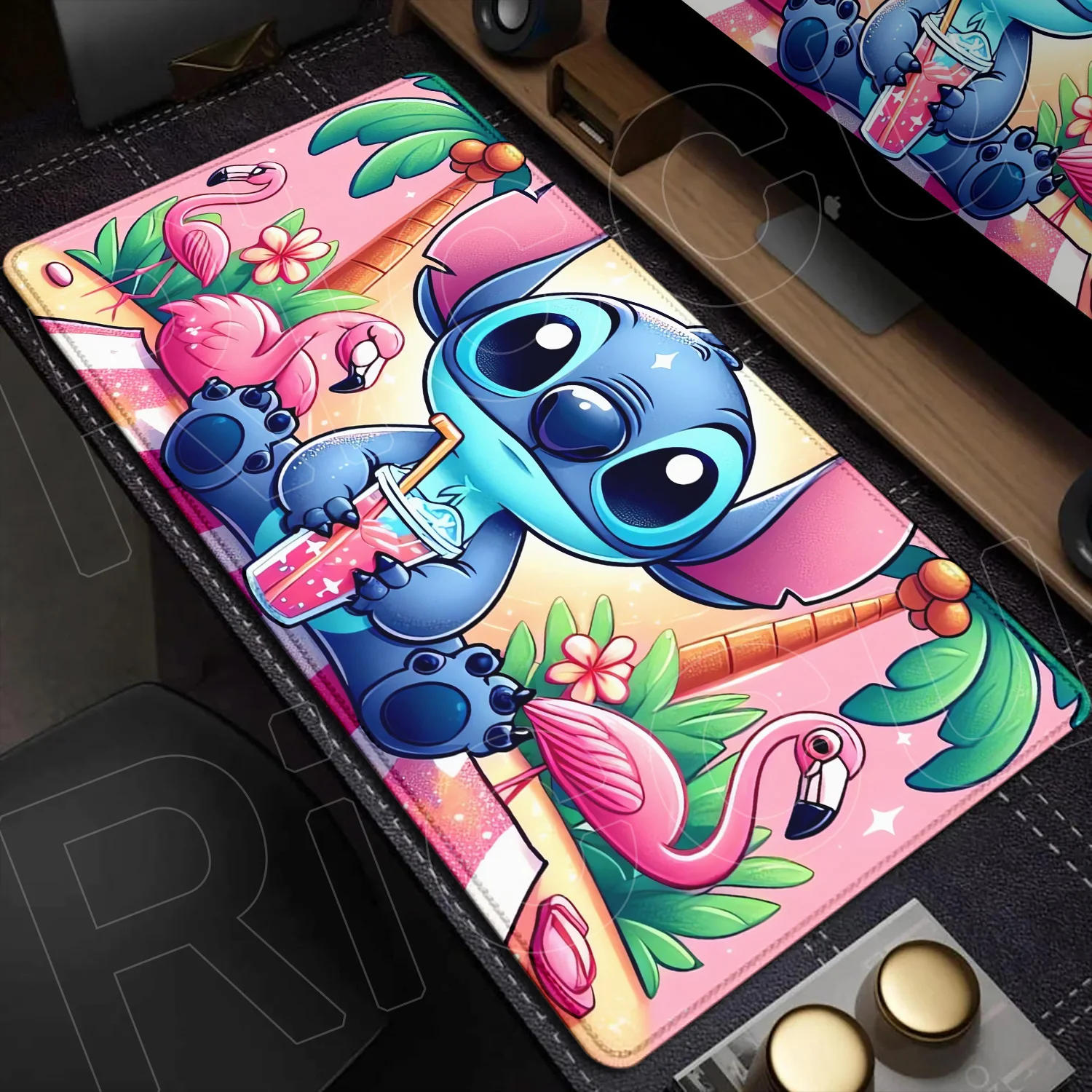 

HD Printing Cute Anime Mouse Pad PC Cartoon Stitch Keyboard Rug XXL Gaming Lock Edge Desk Mats Kawaii Laptops Office Accessories