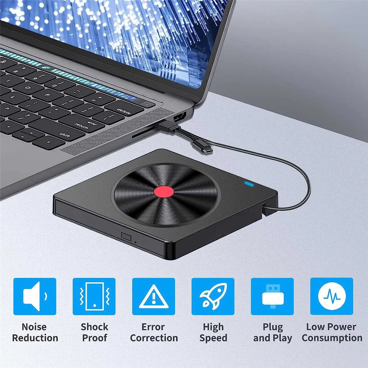 External Optical Drive Laptop CD Burner USB Movie Disk DVD Player Readable Memory Card Multifunction Drive
