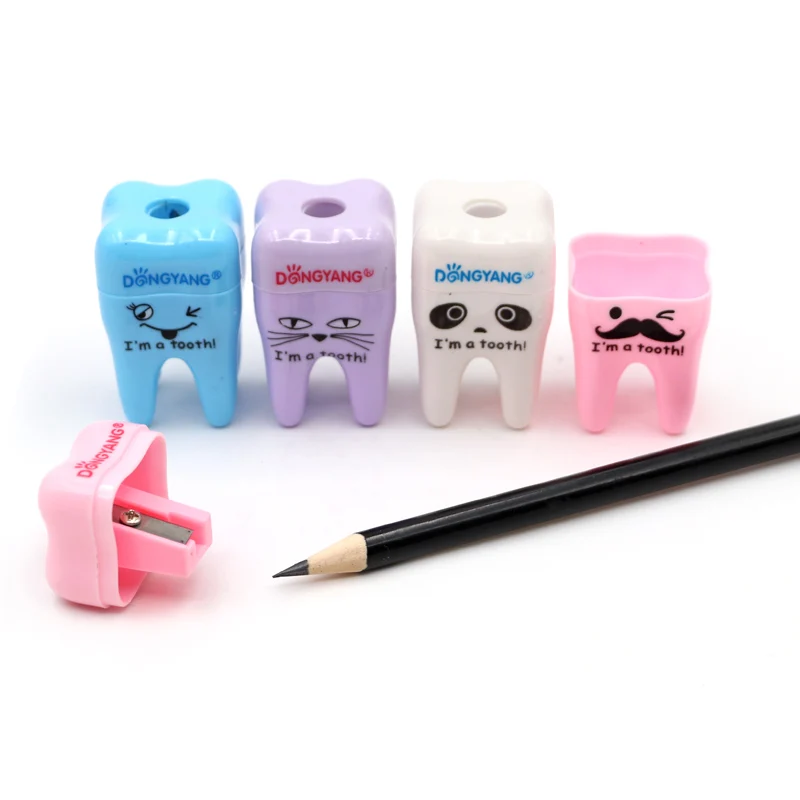 5pcs/10pcs Dental Teeth Shape Pencil Sharpener Creative Cute Tooth Plastic Dentist Children Gift Lovely Stationery Supplies