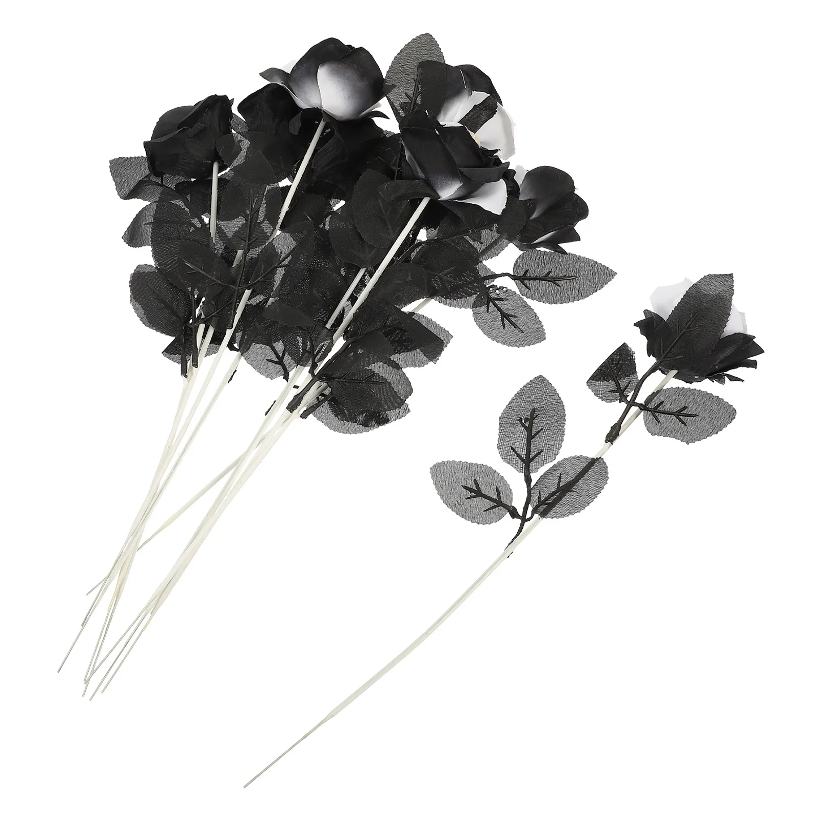 

10Pcs Fake Rose with Skull Halloween Rose Decor for Creepy Party Photo Prop Artificial Flower Arrangement Halloween Flower