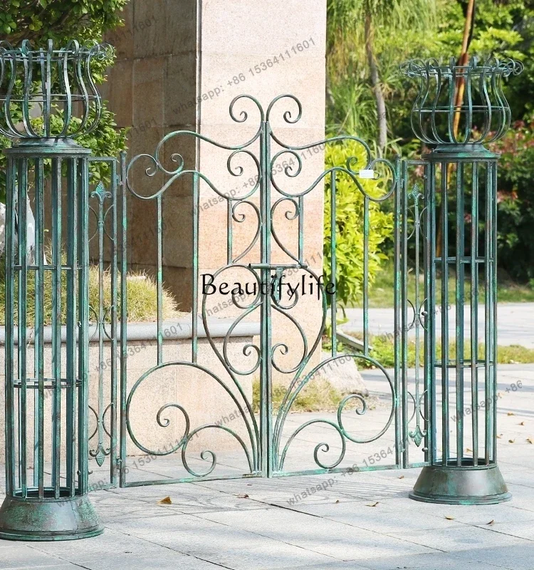 Foreign Order Retro Distressed Courtyard Entry Door Outdoor Anti-Rust Plant Climbing Vine Decorative Flowers Rack