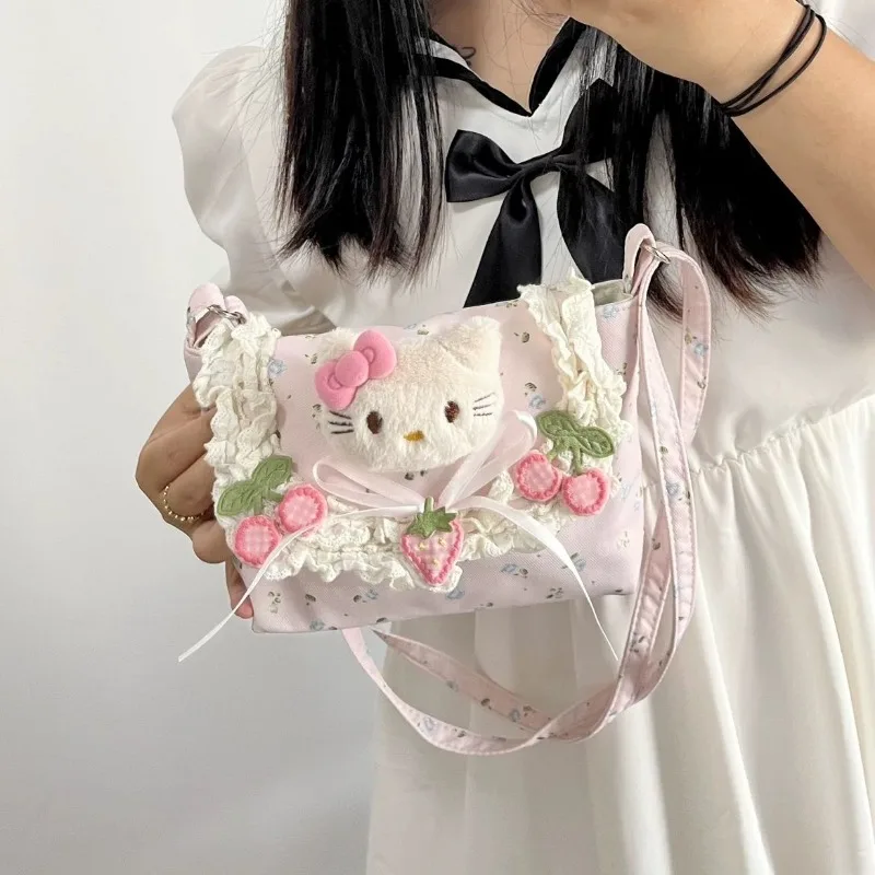 Xiuya lindo bolso de hombro para mujer Hello Kitty Kawaii estilo japonés pequeño bolso cruzado de moda Vintage Y2k Jk bolso femenino