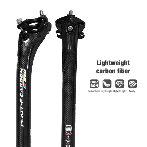 Imagen 1 del producto Tija de sillín de fibra de carbono para bicicleta de montaña, doble punta, brillante, 3K, 27,2, 30,8, 31,6x350, 400mm