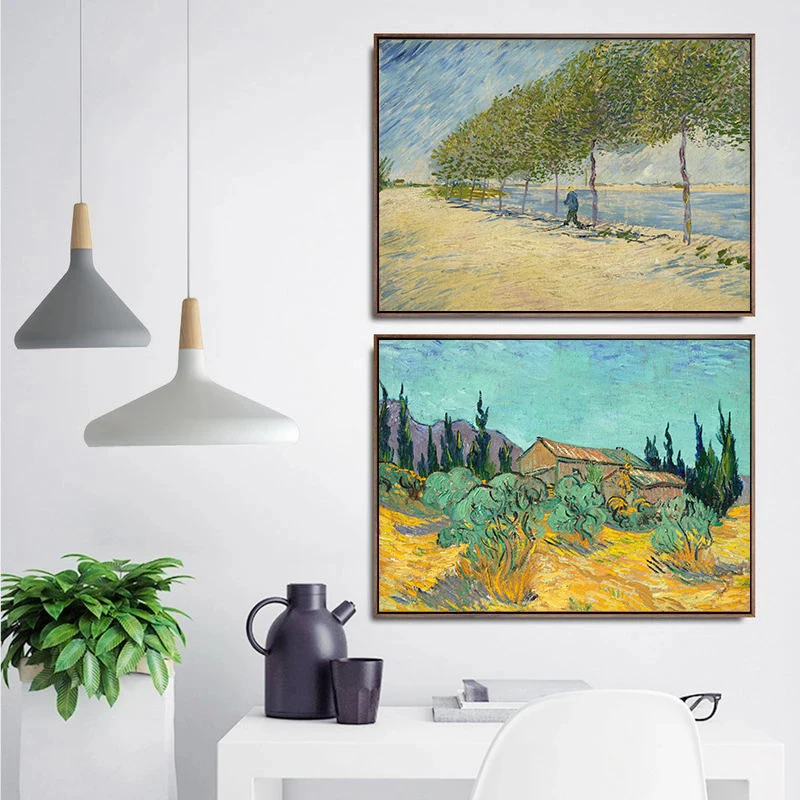 Vincent Van Gogh Poster The Yellow House Starry Night Over The Rhone Canvas Painting Wall Art Picture Living Room Home Decor