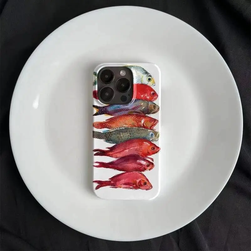 Creative Funny Many Color Fish Phone Case For iPhone 15 14 13 Pro Max 11 12 Mini XR XS 7 8 Plus Personal Shockproof Case Cover