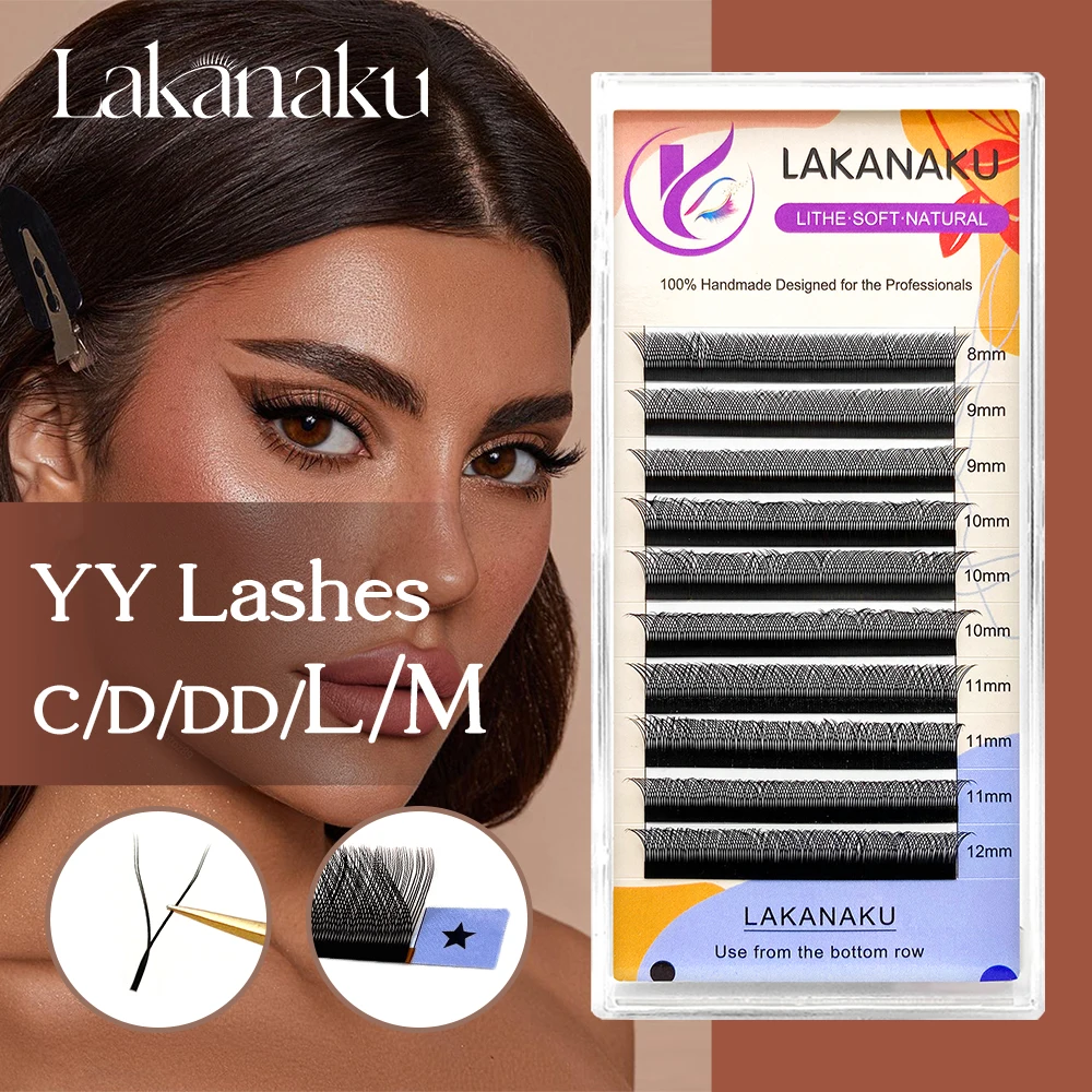 LAKANAKU YY C D L Shape Volume Lashes Y Eyelash Extensions Cilia and Brazilian Volume Cashmere Mink Eyelash Extensions Cilios YY