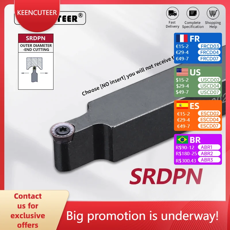 

External Turning Tool SRDPN SRDPN1212 SRDPN1616 SRDPN2020 SRDPN2525 SRDPN3232 Cutter Bar CNC Lathe Bar Turning Holder