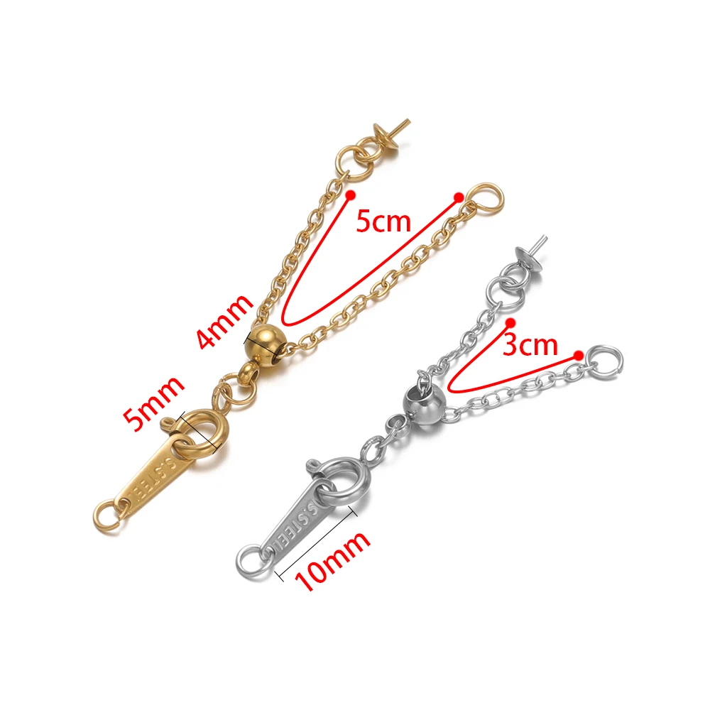 2 Stück Edelstahl-Verlängerungsketten mit Federverschlüssen für DIY-Schmuckzubehör, Armband- und Halskettenverlängerungen – Detail 3