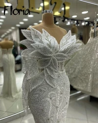 Vestido de noche con cuentas blancas para novia, traje largo de sirena de lujo para fiesta de boda, vestidos formales para ocasiones, vestido de compromiso hecho a medida