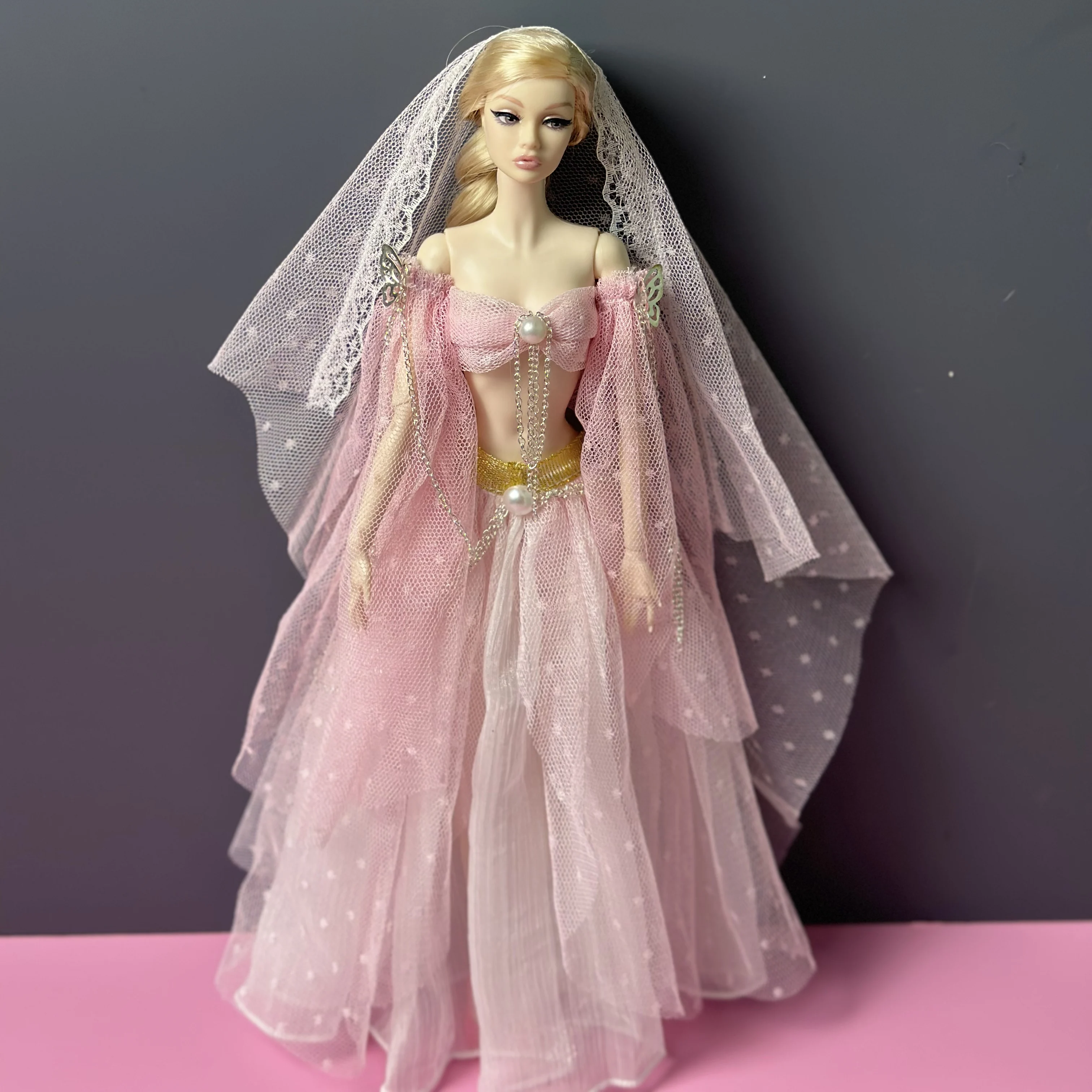 1/6 Doll Clothes Green Forest Fairy-style Sequinned Vest + Half Skirt/Sweet Pink Wedding Dress For 30cm FR Babi Supermodel Doll