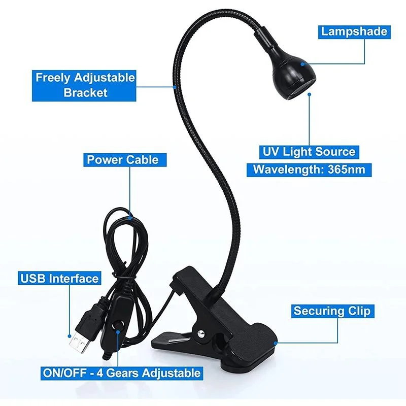 Lampada per unghie a LED Asciugatrice Luce UV Clip-On Mini USB Strumento per polimerizzazione gel per salone di pedicure manicure