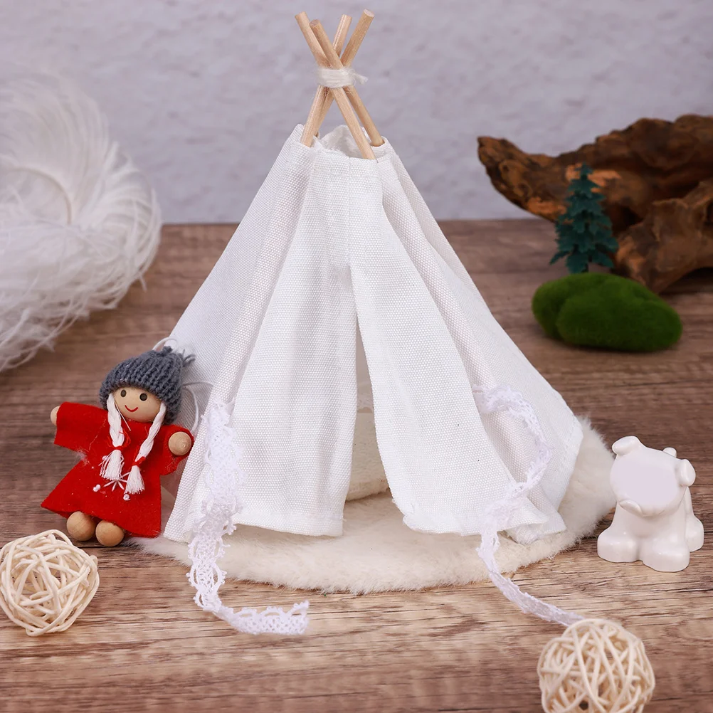 Camping Tent Birthday Decoration for Girl Toddler Playhouse White Cloth Model Tiny Child Kids Teepee