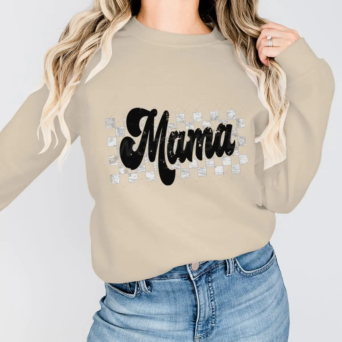 

Одинаковые комплекты для мамы и ребенка: ретро-свитшот в клетку с дизайном «Мама», забавный пуловер с длинными рукавами ко Дню матери