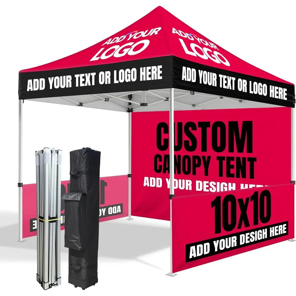 Custom Tent 10x10 with Logo, Personalized Up Vendor Tent BusinTents or Trade Show Marketing Events | Nano abric Water Repellent