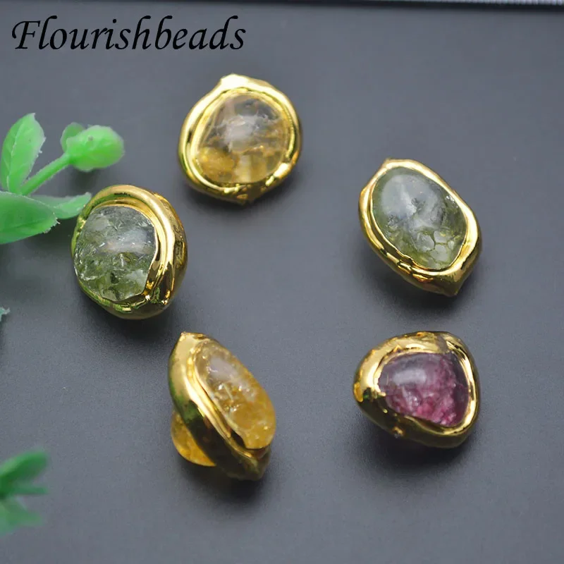 5-10pcs Color Moss Murano Glass Glaze Gold Plated Irregular Loose Beads for DIY Jewelry Making Necklace