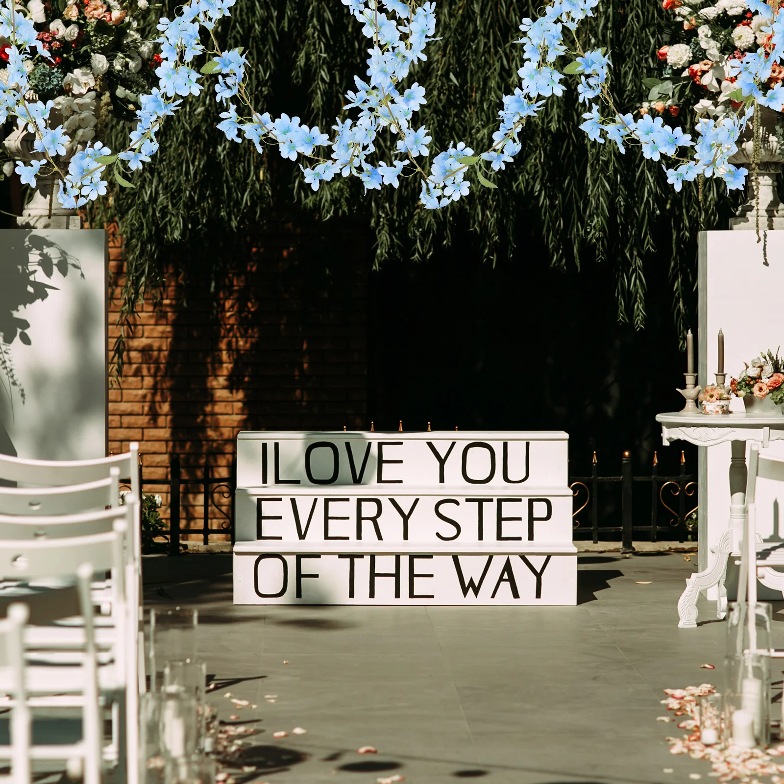 

66.8-Inch Artificial Vines Blue Silk Floral Garland For Wedding Decoration Simulated Vine Home Garden Decor Hanging Flower Vines