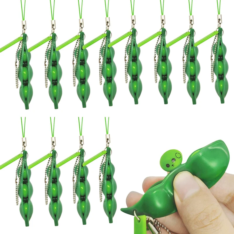 

5PCS Fidget Toys Squeeze Pea Beans Keychain Decompression Toy Funny Gifts Adults Regalo Cumpleaños Invitados Niños