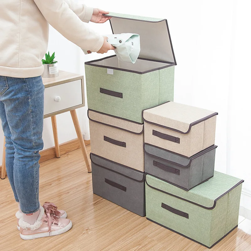 1-5PCS Foldable Storage Box Portable Storage Basket Non-woven Storage Box Clothes Toy Storage Organiser with Lid Storage Box