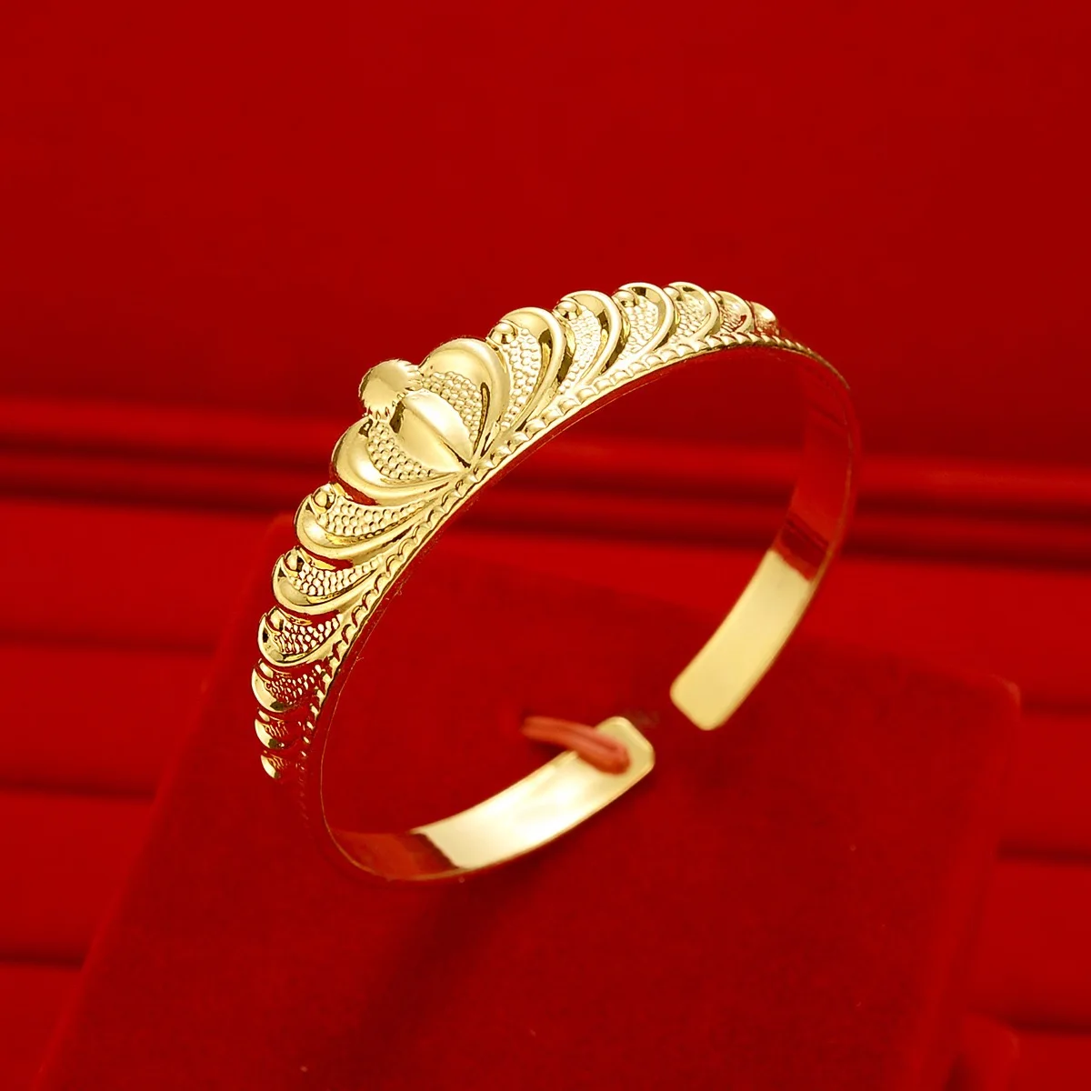 Pryna Jewelry   9999 genuine gold 24K genuine gold high-end crown bracelet with adjustable opening gold bracelet and gold jewelr