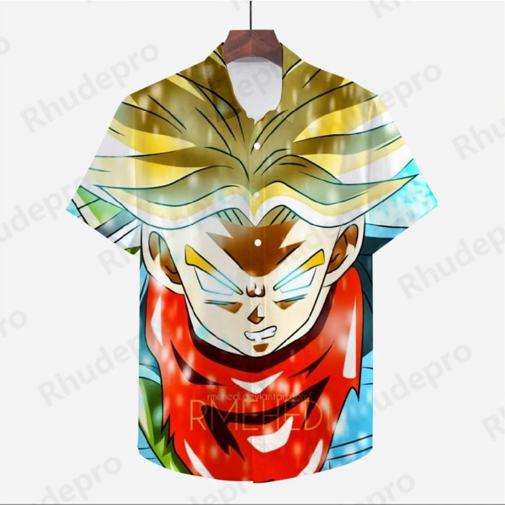 Koszula męska Harajuku Dragon Ball Z ubrania letnie w stylu plażowym wysokiej jakości Vegeta Goku odzież typu Streetwear Z krótkim rękawem Anime