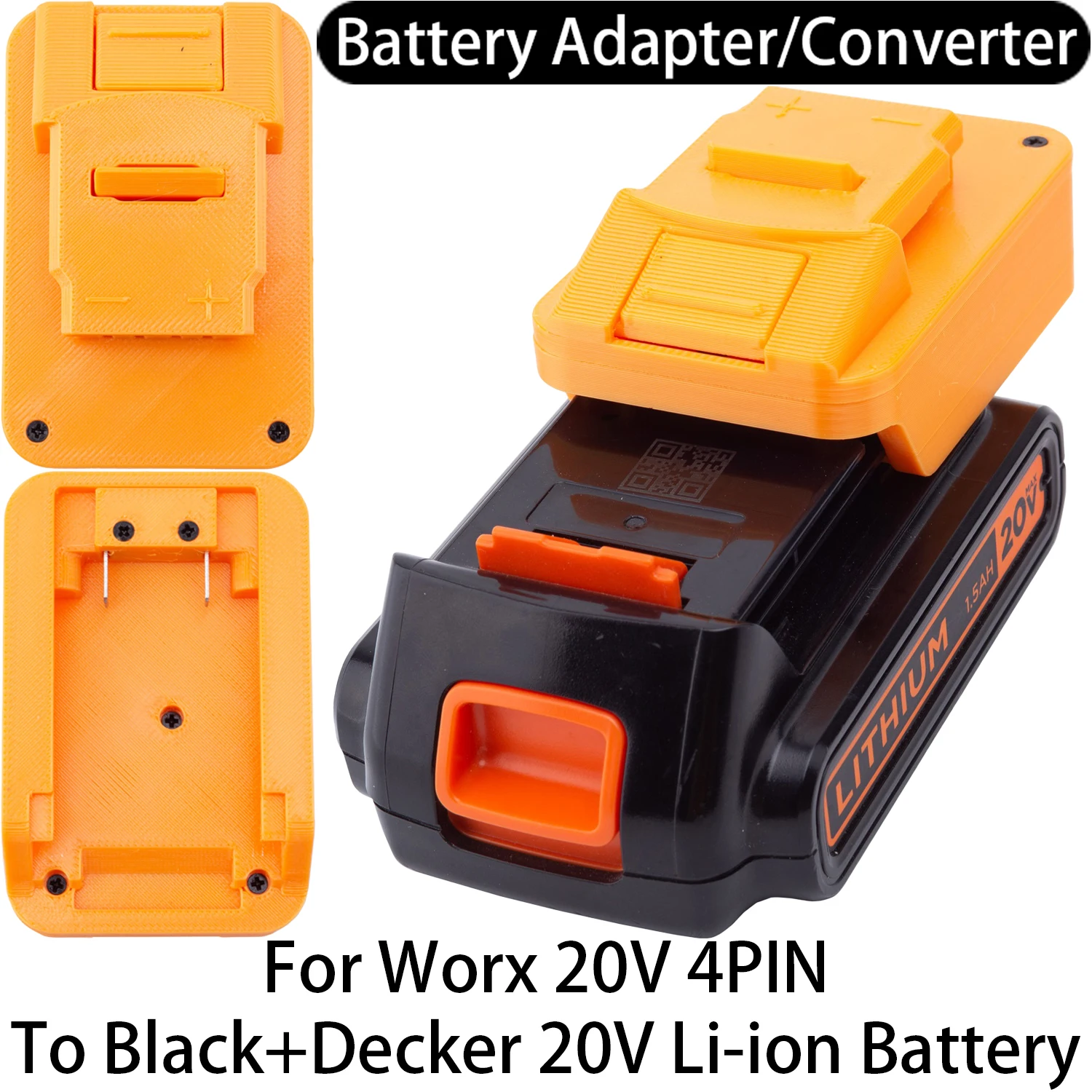 Battery Adapter For Worx 20V 4PIN Li-ion Tool To Black+Decker 20V Li-ion  Battery Adapter Converter Power Tool Accessory