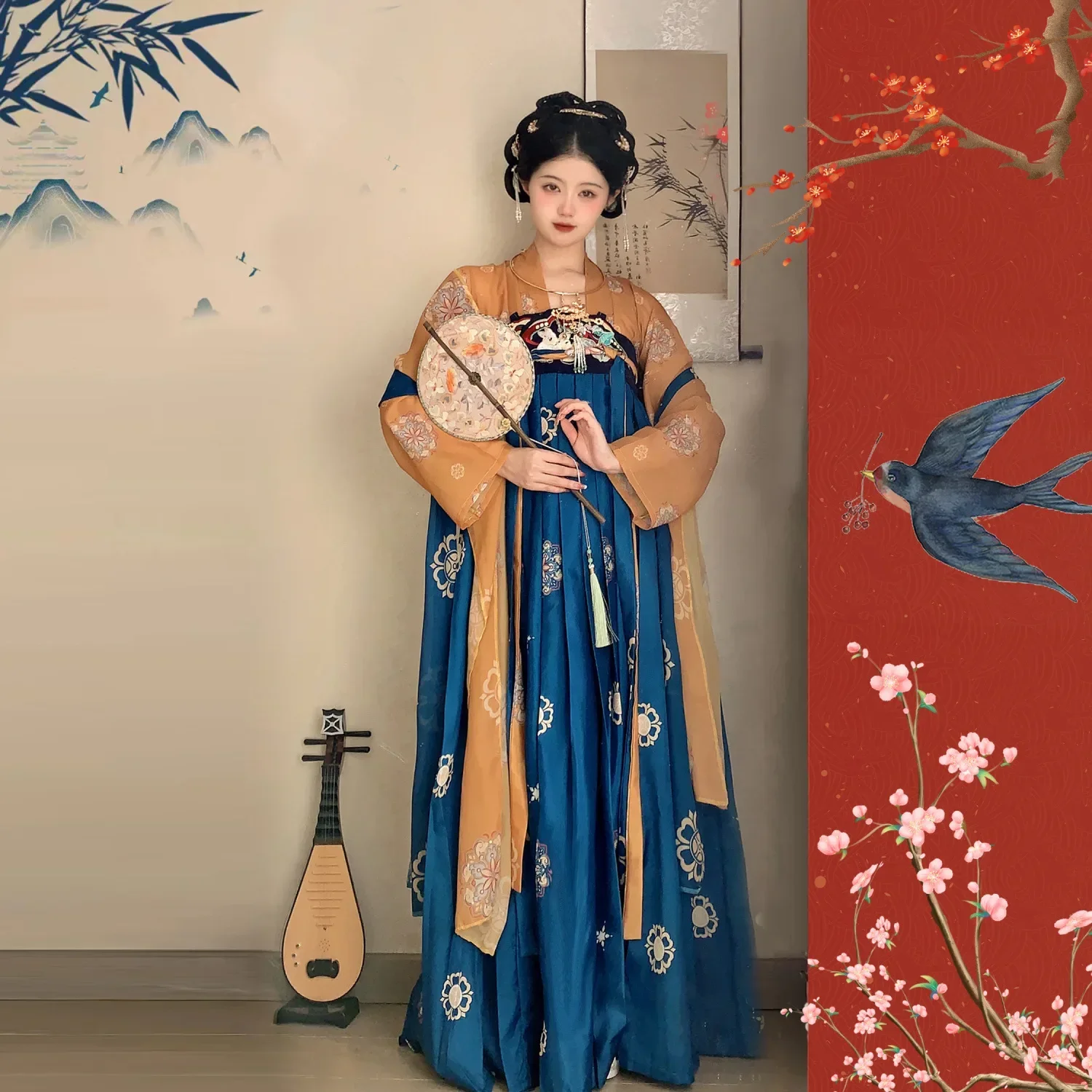 Conjunto de Hanfu de diseño Original Para Mujer, vestido tradicional chino de Ruqun alto en el pecho, traje de Hanfu mejorado, Vestidos Para Mujer