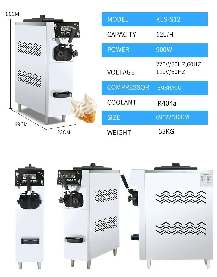 

Wholesale price KLS-S12 household desktop small mini single nozzle color panel small ice cream machine Wholesale price hot selli