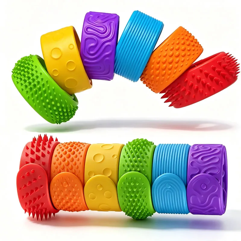 6PCS Sensory Fidget Toys for Kids Textured Silicone Slap Bracelets Quiet Calming Anxiety Autism ADHD Stress Relief Gifts