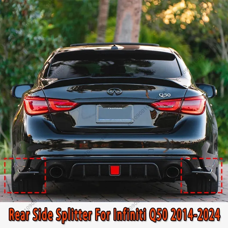 

For Infiniti Q50 2014-2023 All Models Rear Bumper Side Splitter Cover Gloss Black Car Rear Corner Splitters Spoiler Aprons
