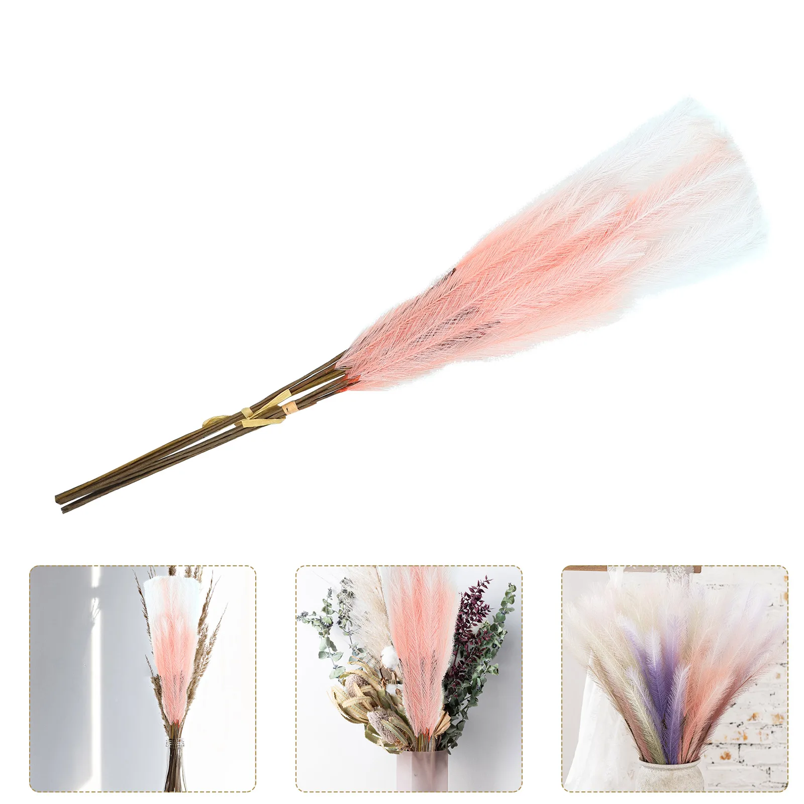 

10pcs Simulated Reed Flower Bouquet Diy Decorative Props For Home Wedding Party Festival Photography Nordic Style Preserved