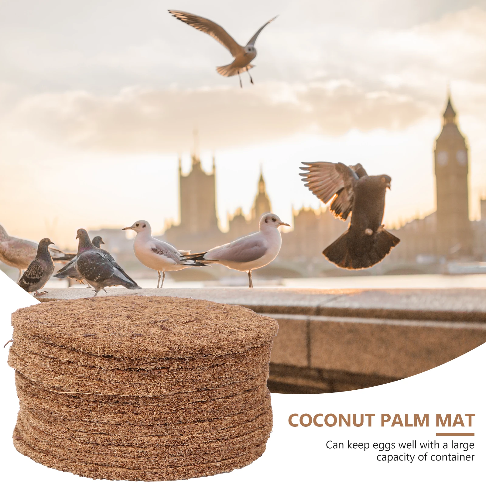 

12PCS Coconut Fiber Pads Durable Washable Breathable Nest Mat Bird Eggs Large Capacity Container Breeding Accessory Pet Supplies