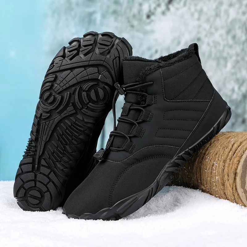 

Fashion Winter Shoes Men Plush Size 36-47 Solid Color Snow Boots Plush Inside Antiskid Bottom Keep Warm Waterproof Boots Men