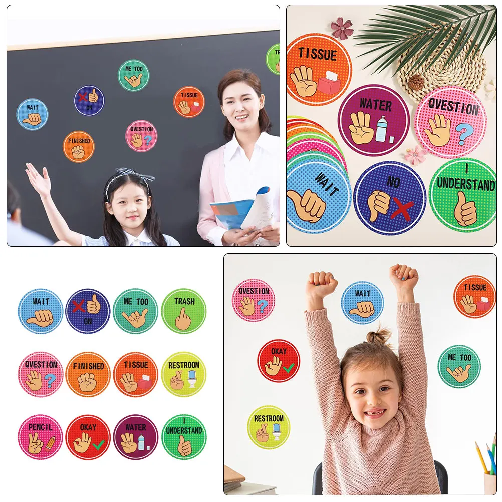 

1 set 1 Set Hand Signal Posters Classroom Visual Cues Nonverbal Communication Bulletin Board Wall Mount Kindergarten