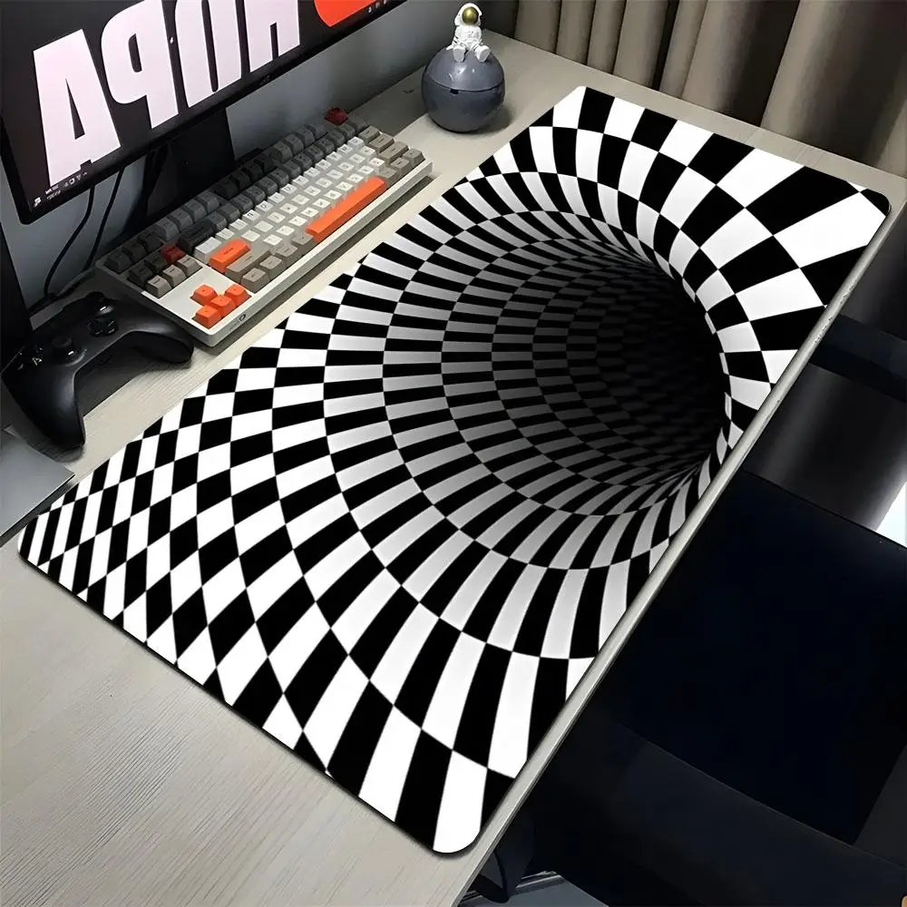 Black And White Checkered Large Gaming Gamer Big Mouse the waves Mat Computer Locking Edge MousePad 90x40cm Keyboard Desk