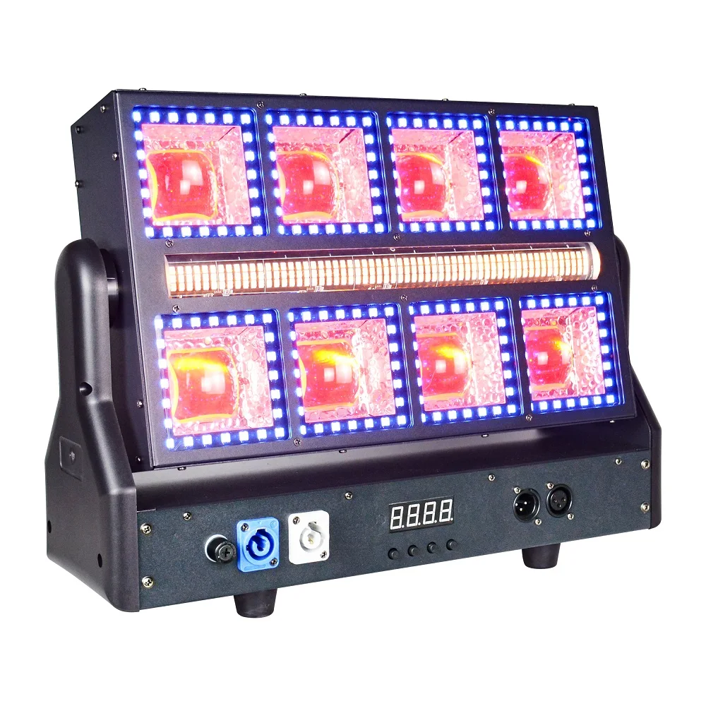 

8 Eyes COB LED Blinder Strobe Light with RGB Ring, Matrix Wall Washer Moving Head Stage Effect Light DMX512 for Club Wedding