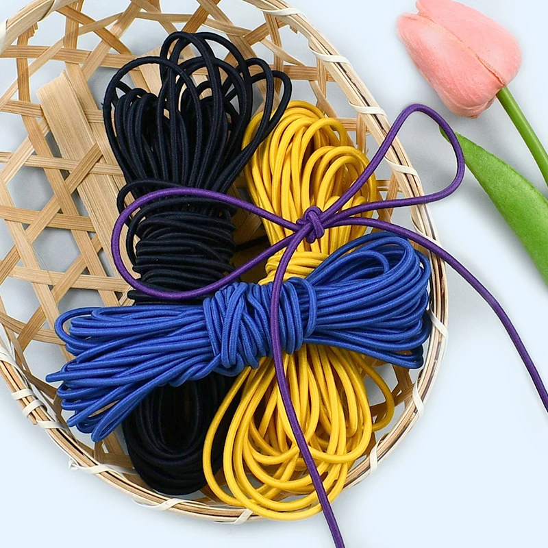 

20/50M 2.5mm Hair Colorful Elastic Cord Clothes Skirt Waist Round Rubber Rope Shoes Bag Decor Spring Band DIY Sewing Accessories