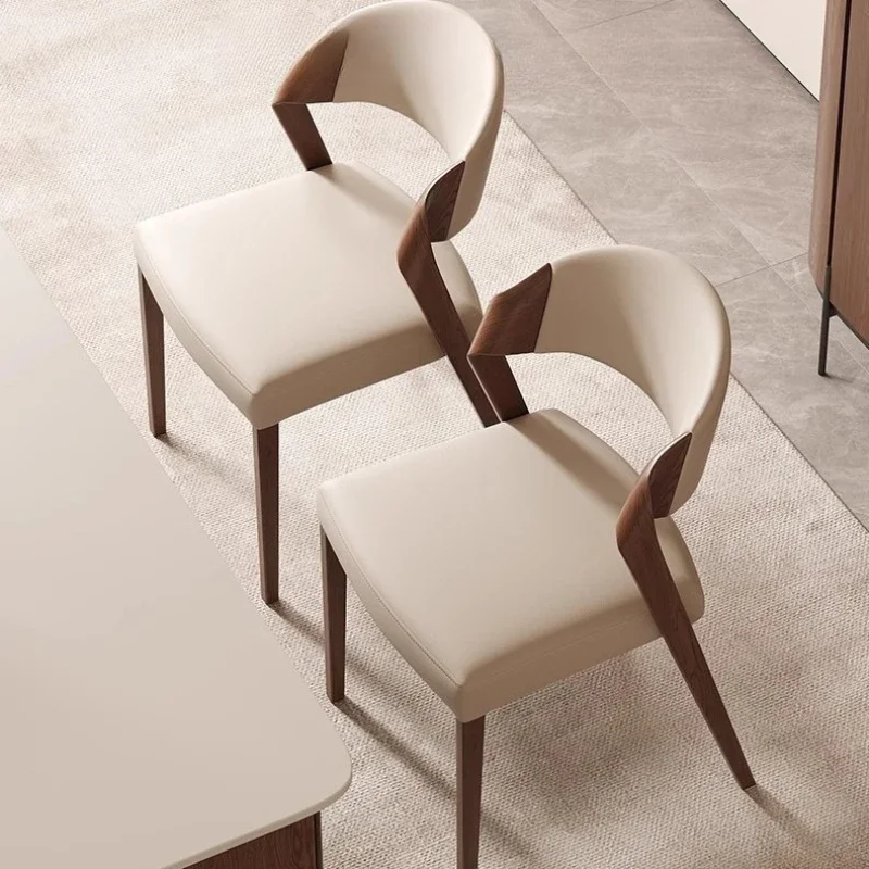 Nordic simple solid wood dining chair modern simple home armrest wabi wind back chair restaurant leisure study chair