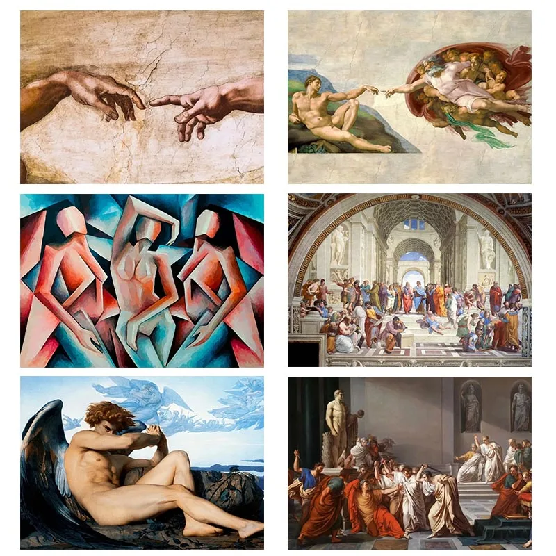 Affiches d'ange déchu célèbre de la création d'adam, peinture sur toile et imprimés, images murales HD, décoration de salon et de maison