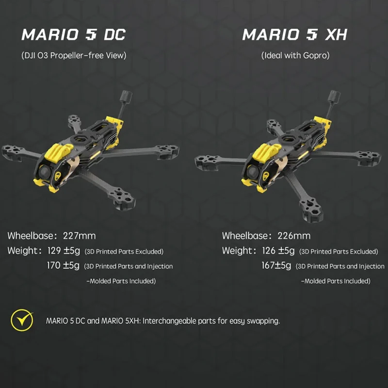 SpeedyBee Mario5 Mario 5 KIT de marco DC avanzado para O4 PRO Unidad de aire VTX RC FPV Dron de carreras de estilo libre Quadcopter DIY