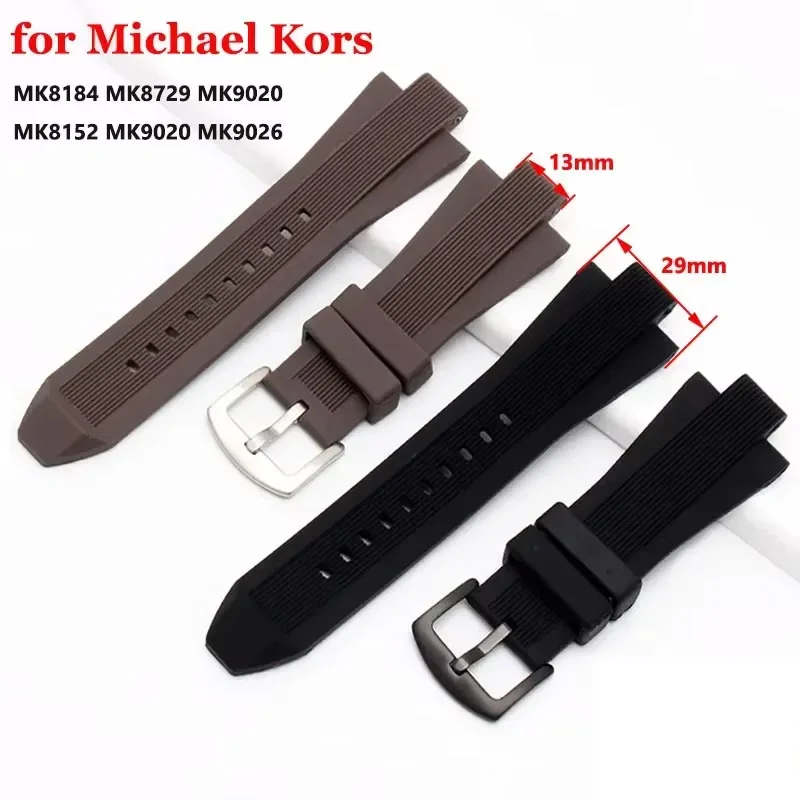 29mmx13mm Strap for Michael Kors MK8184 MK8729 MK8152 MK9020 MK9026 Bracelet Watch Accessories Soft Silicone Watchband 13*29mm