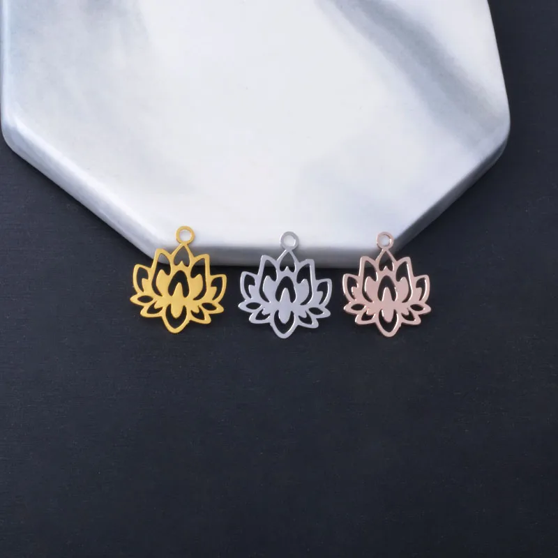 50 Stück AC14606 Messing Laser-geschnittene Dünne Lotus-Anhänger für DIY-Schmuck, Ohrringe und Halsketten – Detail 13
