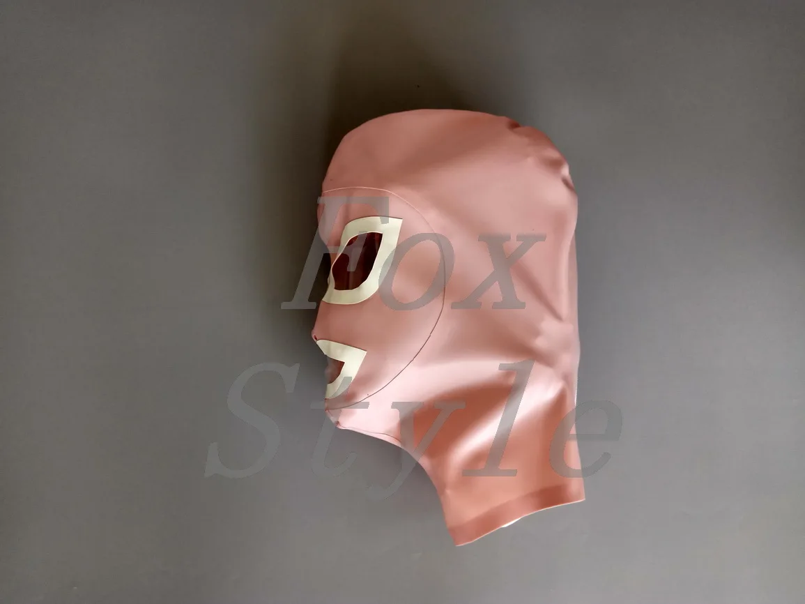 handmade latex baby pink mask sexy hood for adult