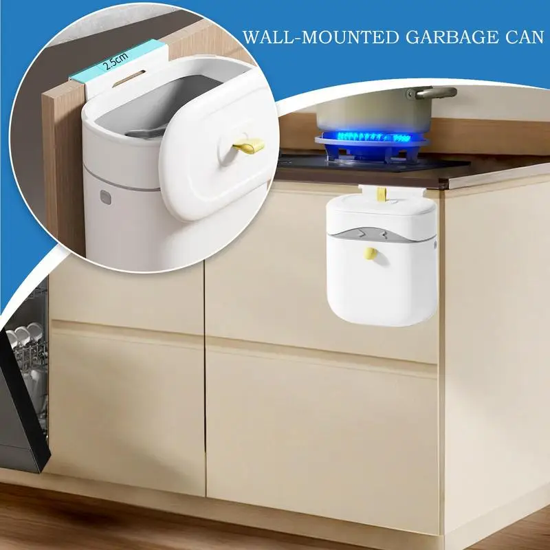 Under Sink Compost Bin Wall-Mounted Garbage Can With Lid 2.5 Gallon Space Saving Sealed Bucket For Under Sink Counter Top Use