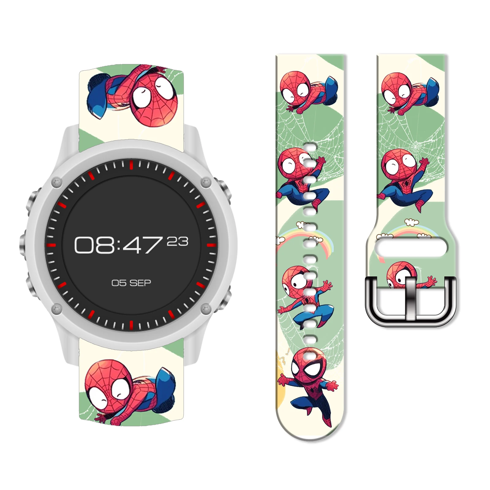 

Marvel Chibi Spider-Man Series Print Strap for Samsung Galaxy Watch 7/6, 20mm Universal Band Fits 40/44mm Xiaomi Huawei Amazfit