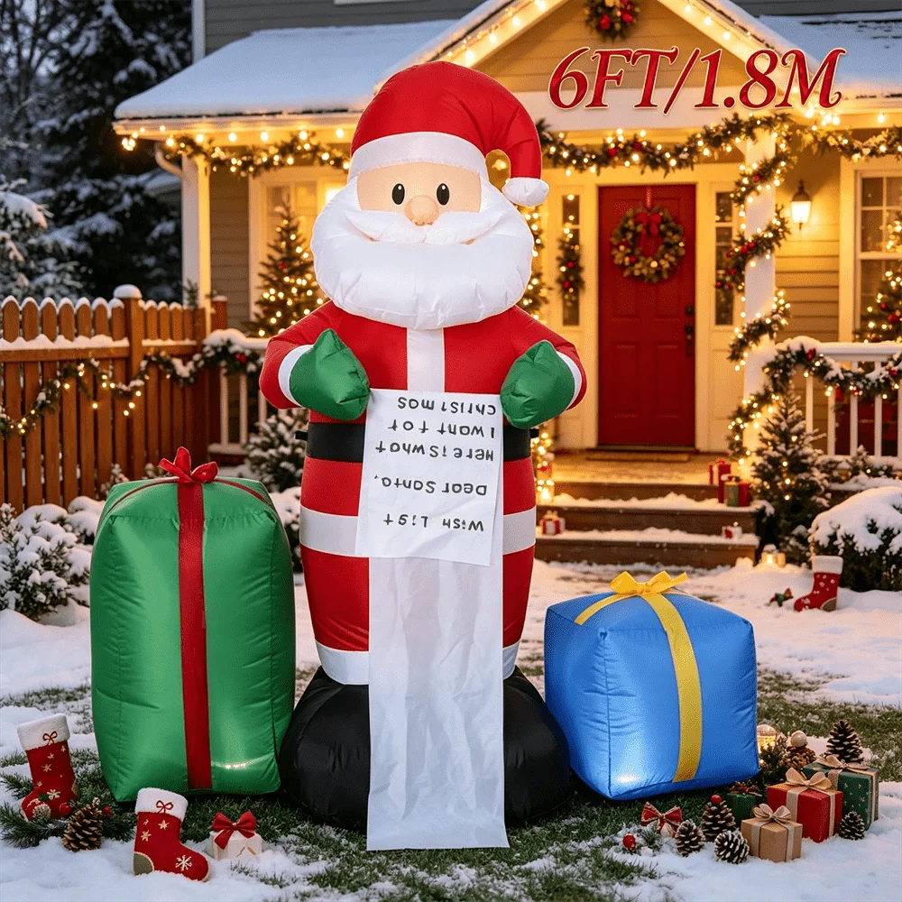 Père Noël Gonflable Lumineux 1,8 m avec Cadeaux – photo 7