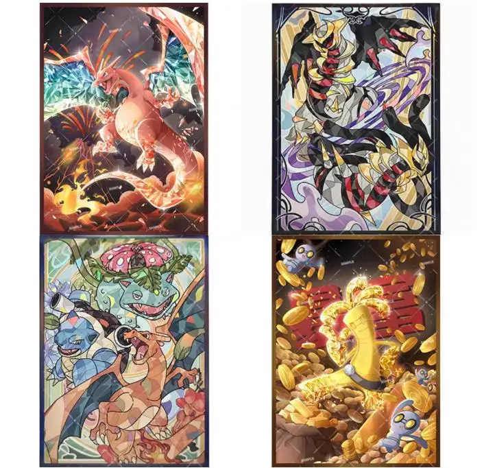 

70Pcs/set PTCG Pokemon DIY Anime Card Sleeve Trading Card Protector Board Game No Cards Charizard Solgaleo Gardevoir Giratina