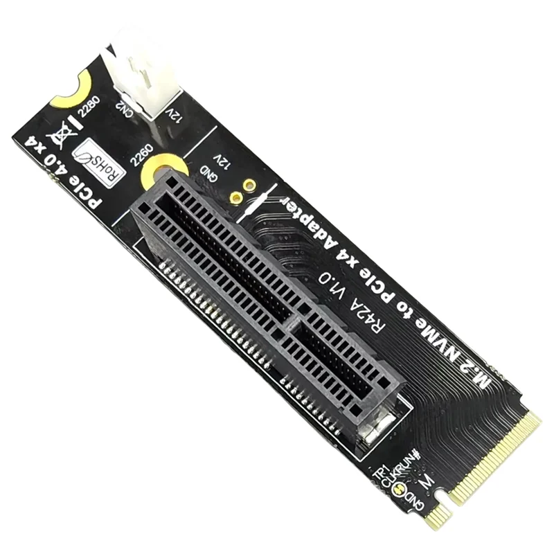 Professional M2 Nvme Key-M To PCI-E 4.0 X4 Riser Card Adapter Board Converter Card With SATA Power Cord For M.2 M Key 2260 2280