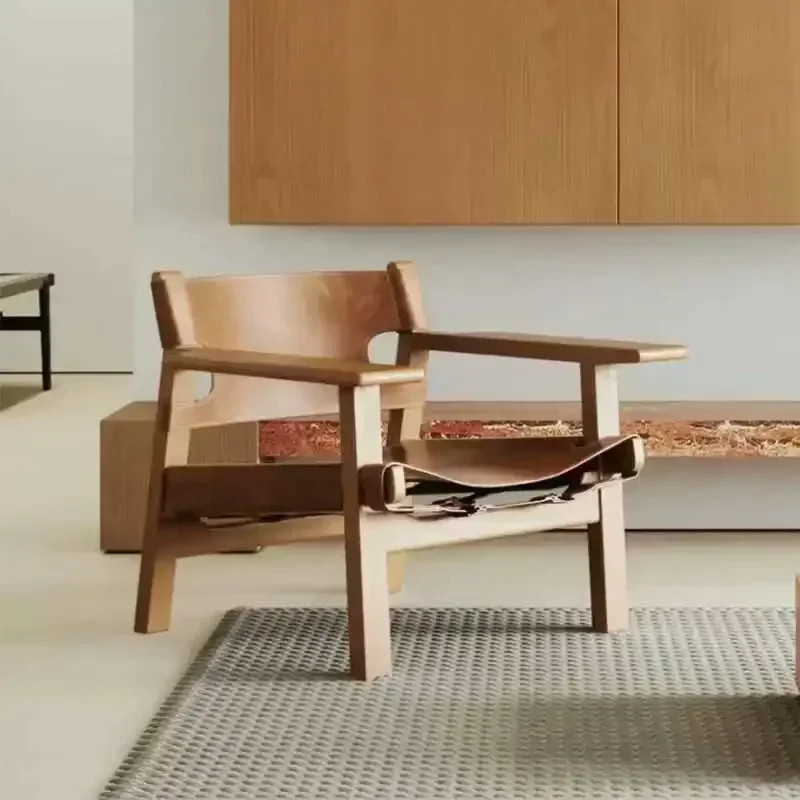 كرسي بذراعين خفيف الوزن لغرفة النوم، كرسي مريح من الجلد، أثاث صالة غرفة المعيشة للبالغين، كسول للاسترخاء، أثاث منزلي إسكندنافي