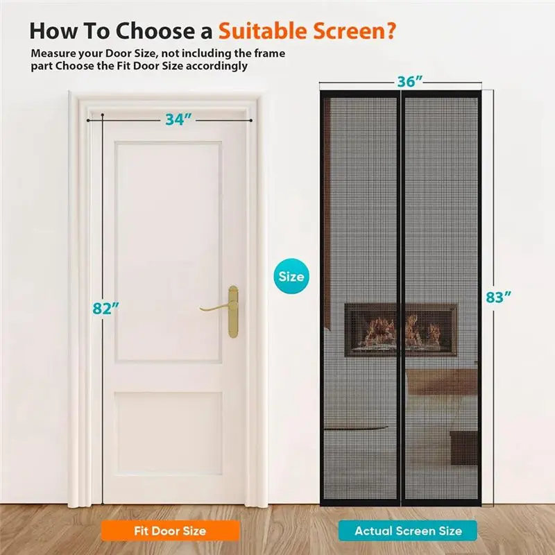 B14C Magnetic Screen Door For Sliding Door French Door Screen Screen Door For Sliding Glass Door